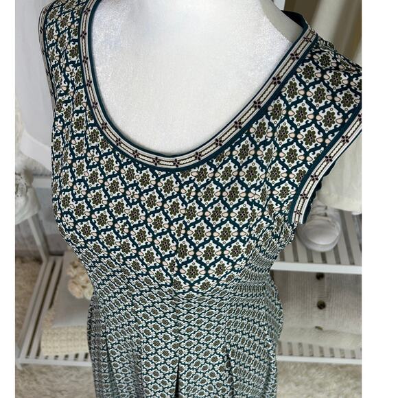 Max Studio Women's Size S Dark Green Floral Print Boho Pleated Dress #0556 - Picture 2 of 12